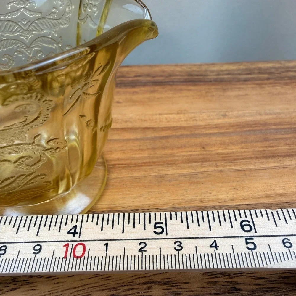Federal Glass Madrid‎ Amber Yellow Depression Glass Creamer and Sugar Bowl Set